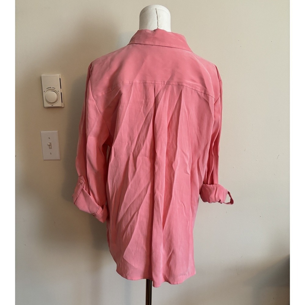 Chicos 2 Womens Large Button Up Shirt Salmon Pink Coastal Beach Summer Casual - Picture 6 of 6